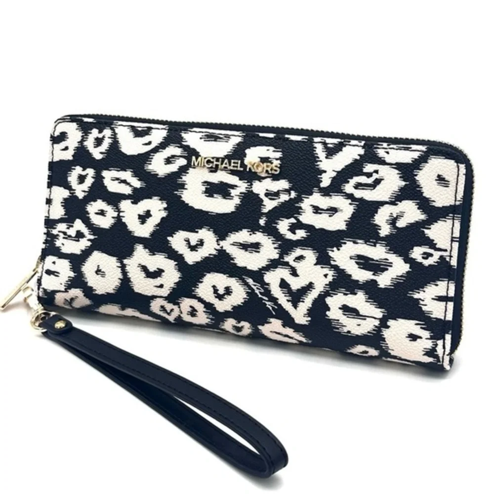 Michael Kors Large Continental Wallet Wristlet Black Multi